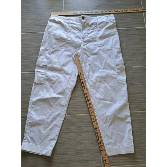 Dash Womens Size XL White Cargo Pants XL Stretch Cotton Blend Summer Beachy - Picture 7 of 8